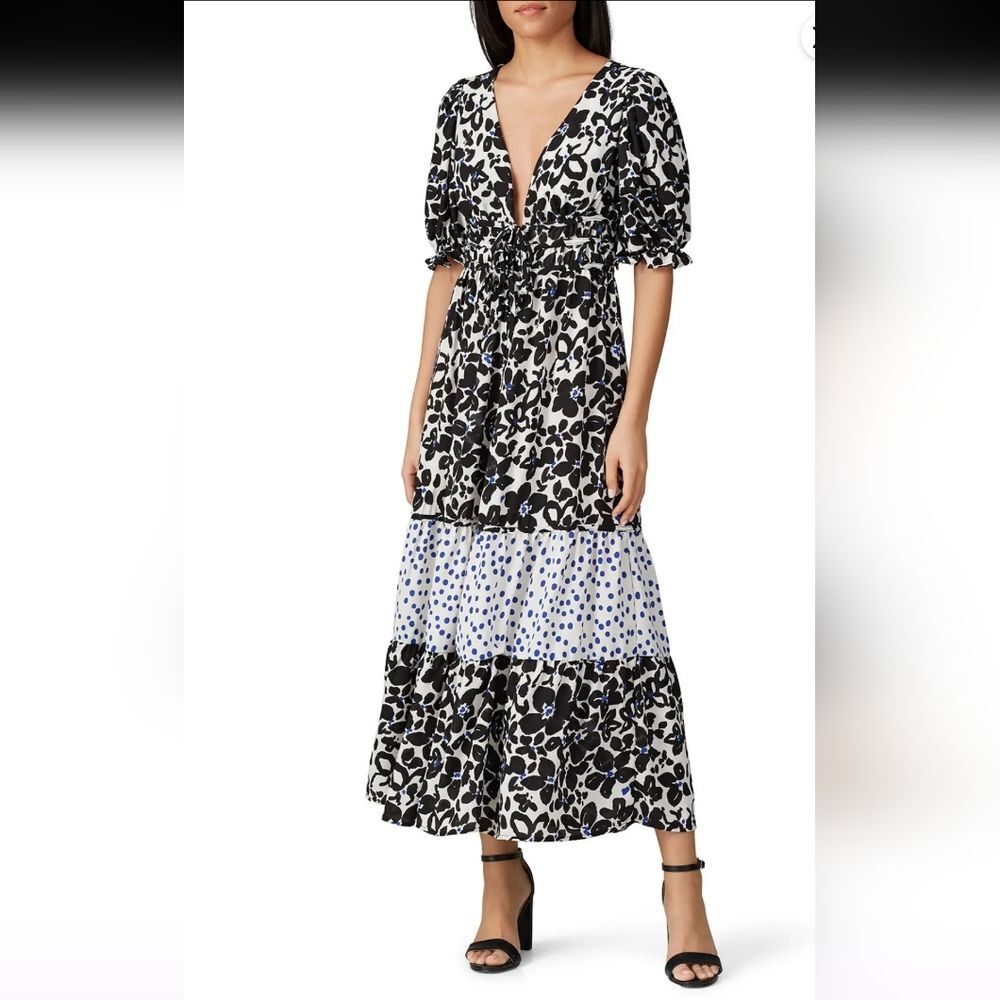 Love, Whit Floral Black Maxi Dress Size XS
